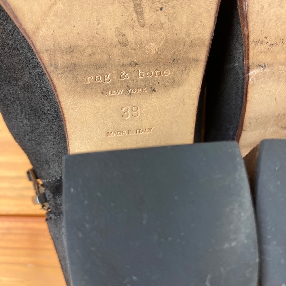 Rag and Bone Black Suede Margot Zippered Heeled Botties Made in Italy Size 39 - Picture 7 of 16